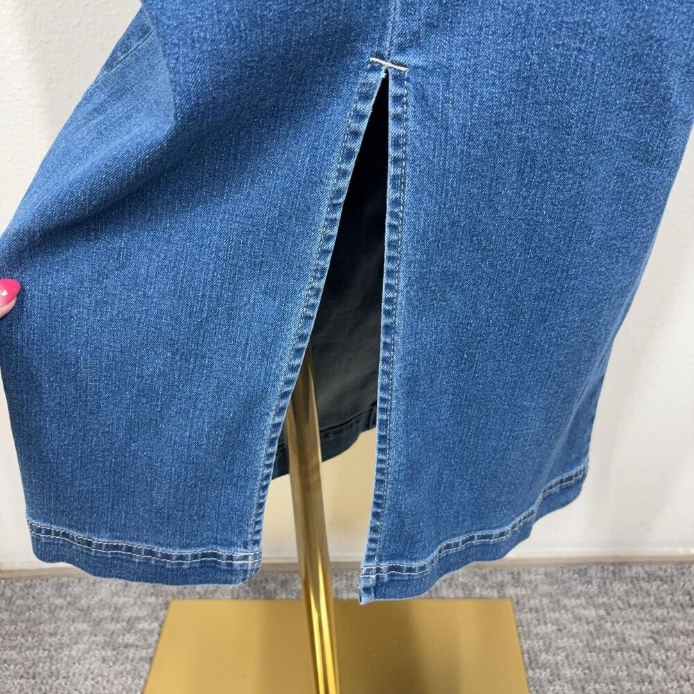 Forever 21 Dress Womens Small Blue Denim Strapless Bodycon Midi Pockets Corset - Picture 4 of 10